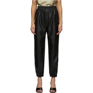 Nanushka Vegan Leather Track Pants in Black Size Medium